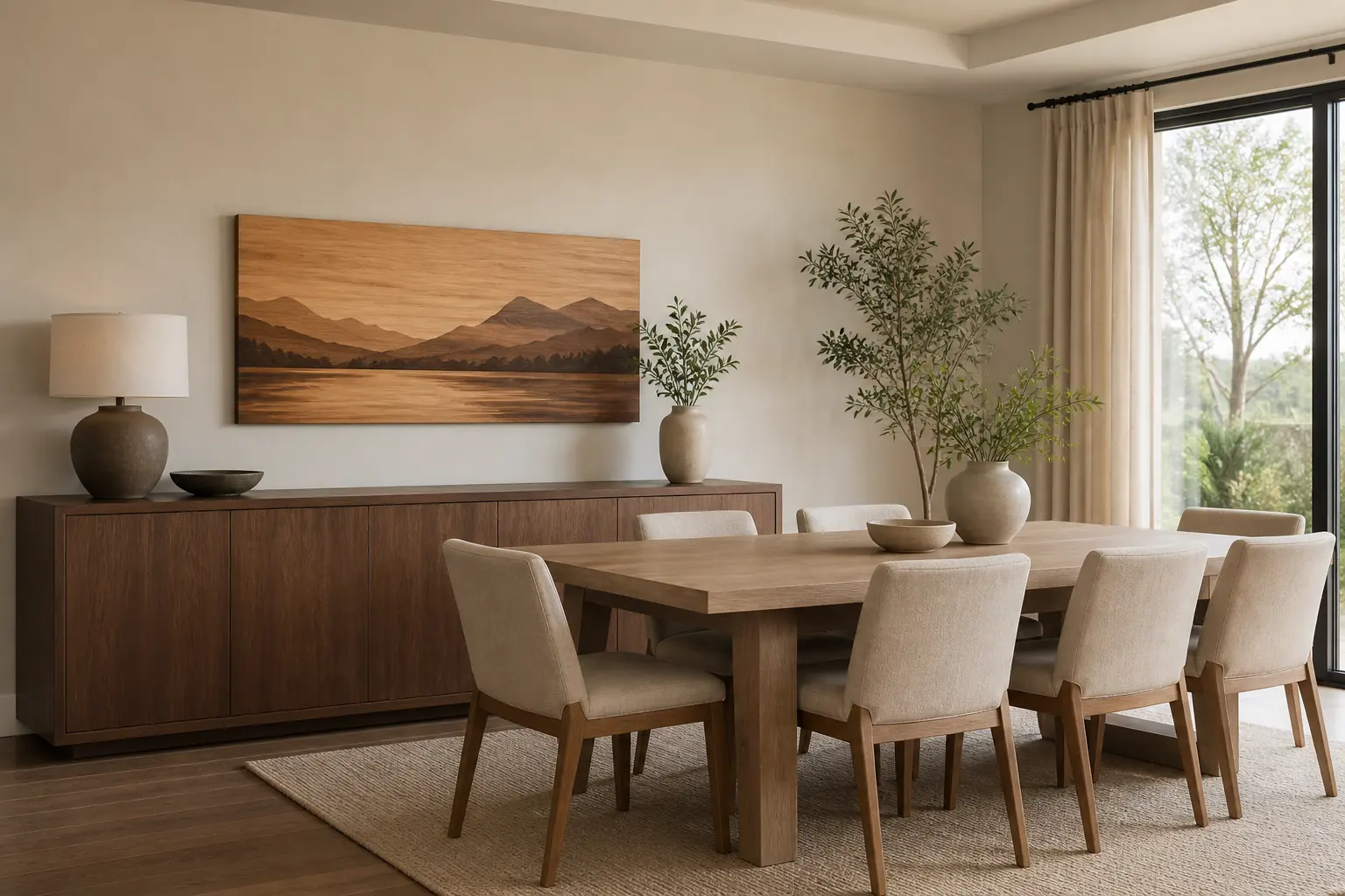 تابلو در ناهارخوری با ارتفاع متناسب با بوفه و دید نشسته