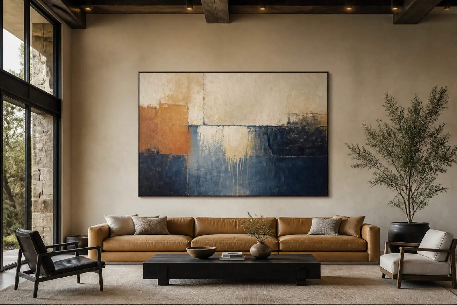برای دیوار بزرگ چه تابلویی بخریم؟ راهنمای اندازه، تعداد و چیدمان